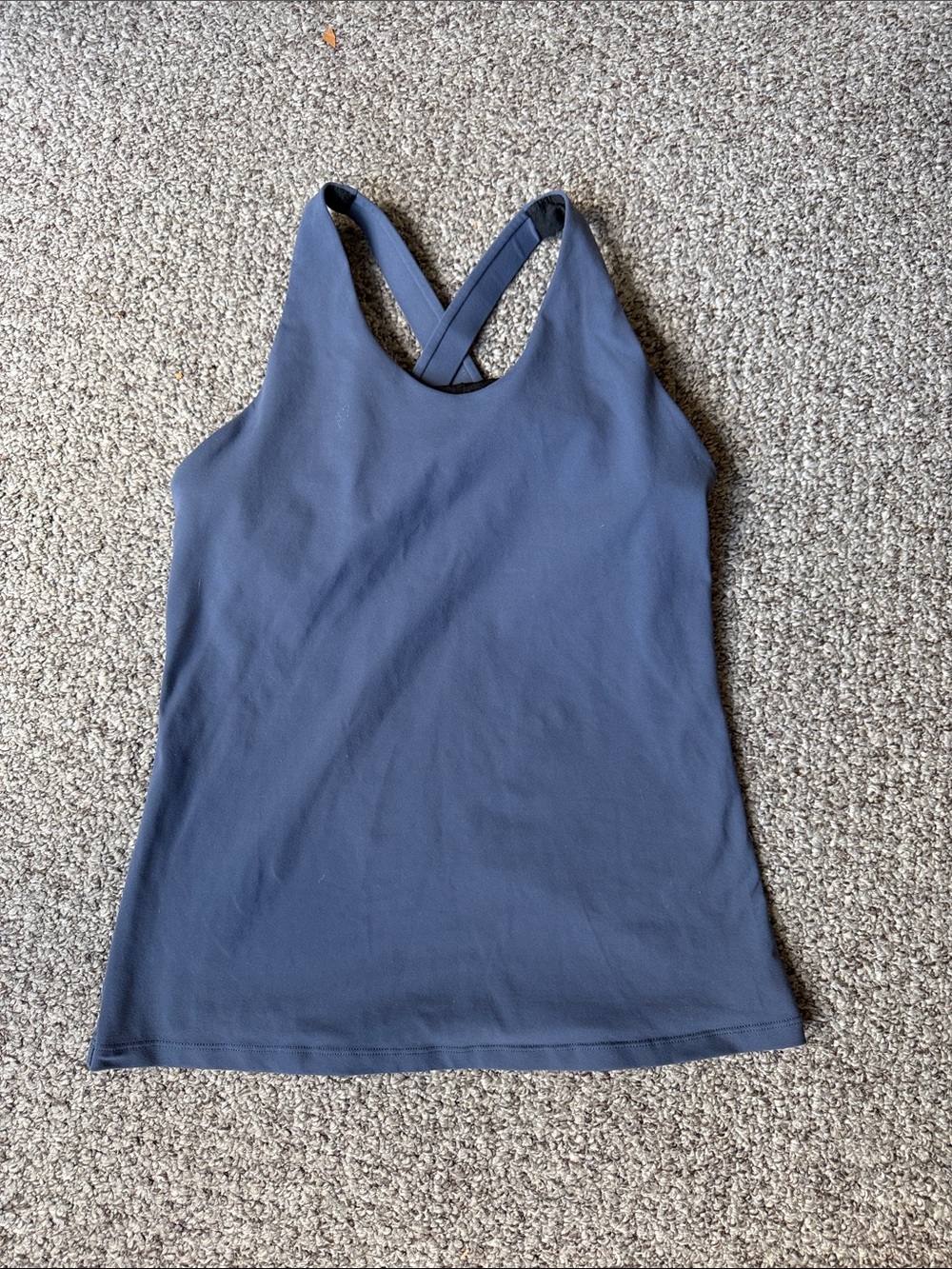 Women’s Cross-Back Athletic Tank Top w/ built-in bra, gray-High Support
